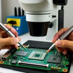 Reballing profesional con máquina BGA y micro-soldadura en placa base de consolas en Chía