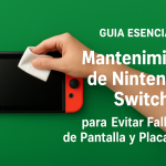 Banner digital que promociona la Nintendo Switch con consola, accesorios y diseño moderno