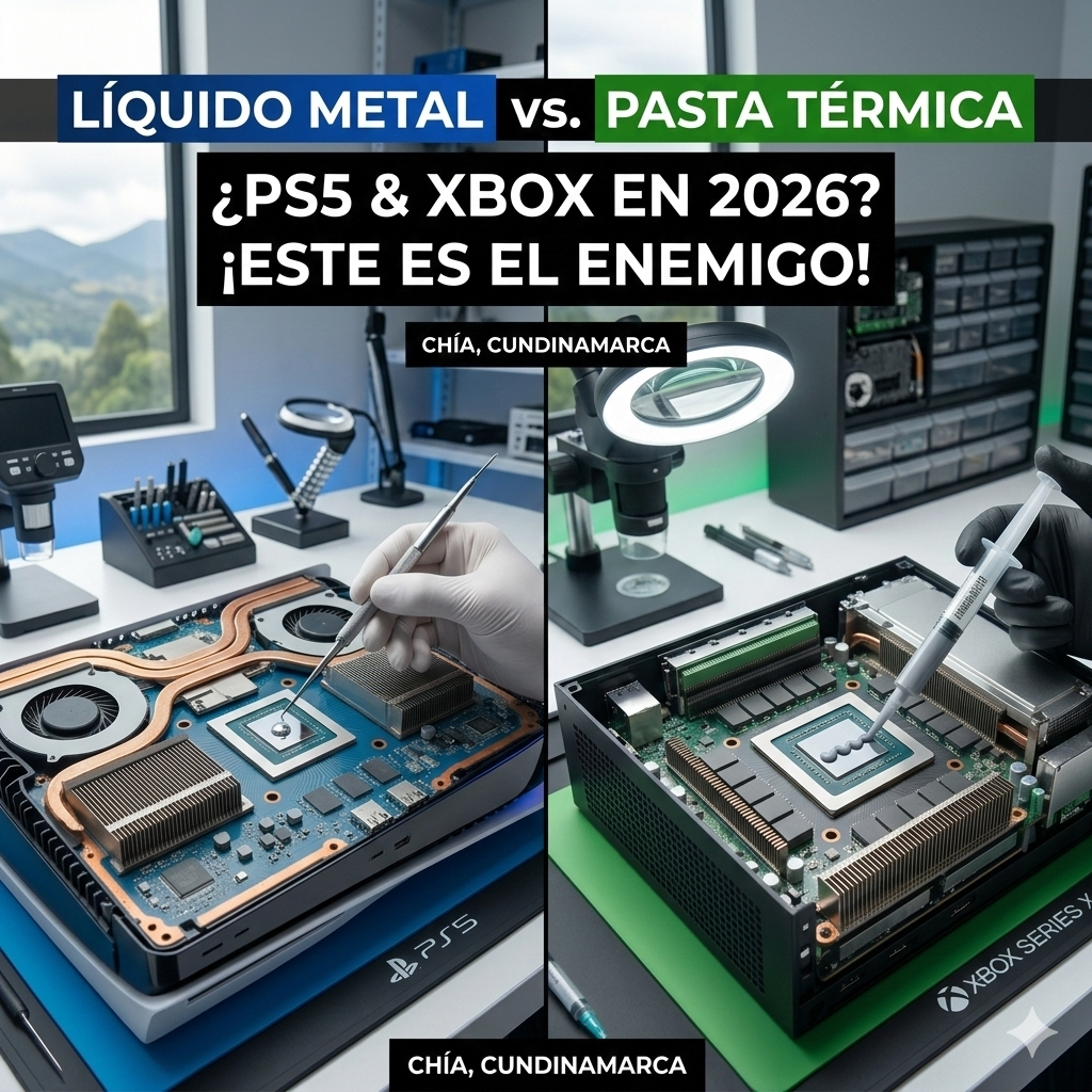 Comparación técnica en Chía: aplicación de metal líquido en PS5 y pasta térmica en Xbox Series X.