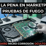 Inspección técnica en Chía de una placa base de PS5 con micro-corrosión oculta y lista de pruebas para consolas usadas.